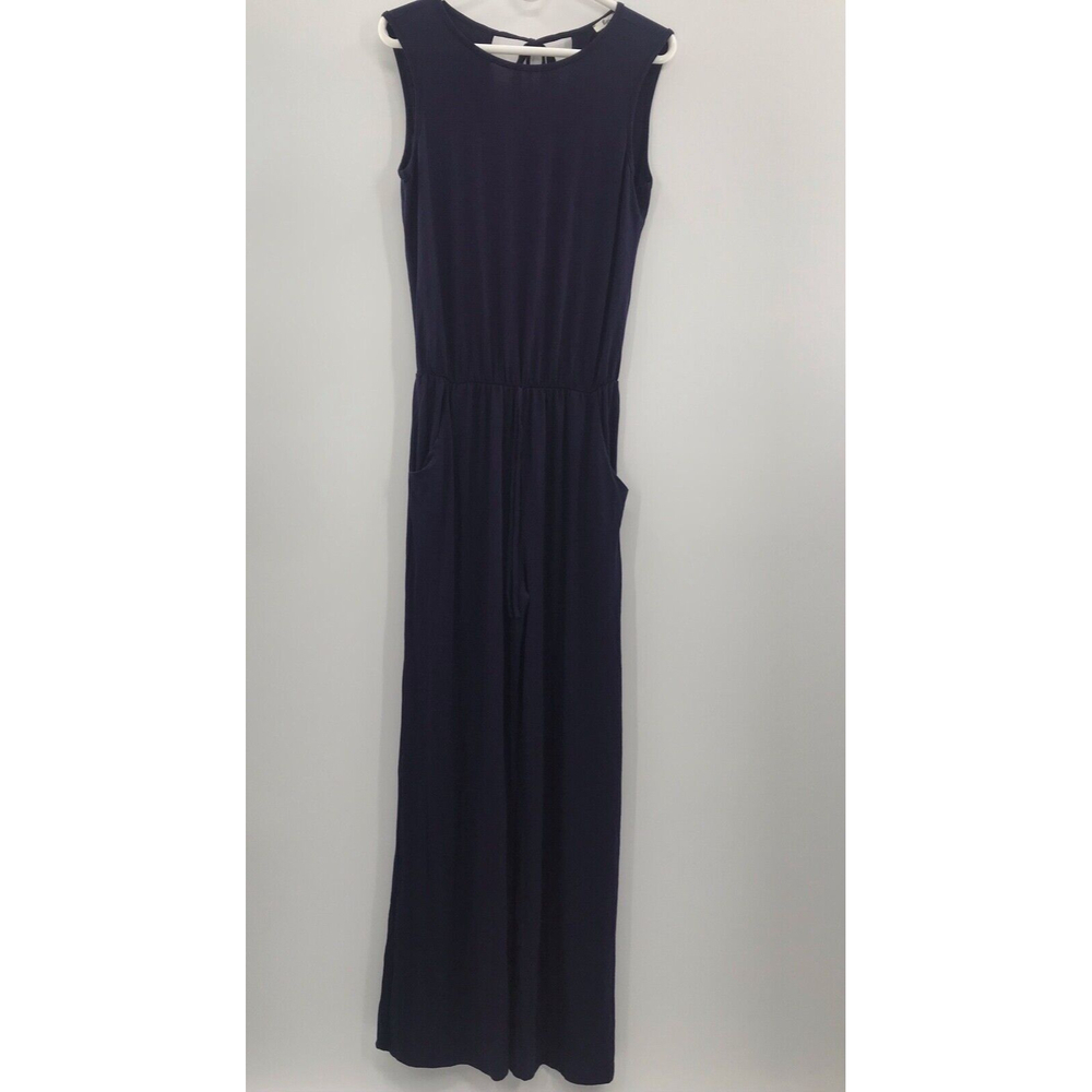 Egy Navy Sleeveless Pocket Cropped Jumpsuit Back-Tie Women’s size S